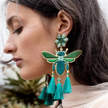 

Boho exaggerated earrings creative women's earrings handmade winding insects tassel earrings wholesale 2019 new Fashion jewelry