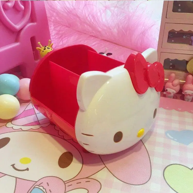 Пластик hello kitty cat настольное ведро для хранения офиса Мульти Чехол пенал для косметики многоцелевой отделочной коробки Органайзер - Цвет: Red Kitty