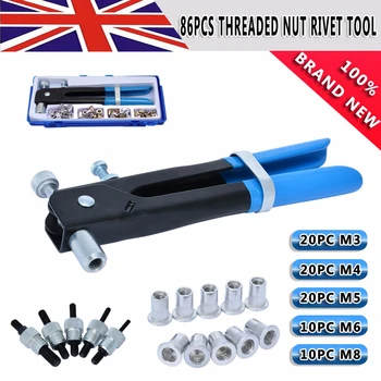 

1 Set M3-M8 Blind Hand Rivet Nuts Threaded Insert Rivet Tool Riveter Gun with Rivnut Nutsert Riveting Kit Household Repair Tools