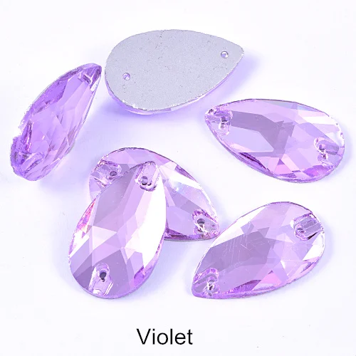 Violet 6 размеров, цветные каплевидные стразы из стекла AB с отверстиями, красные стразы для шитья свадебного платья B0153 - Цвет: Violet