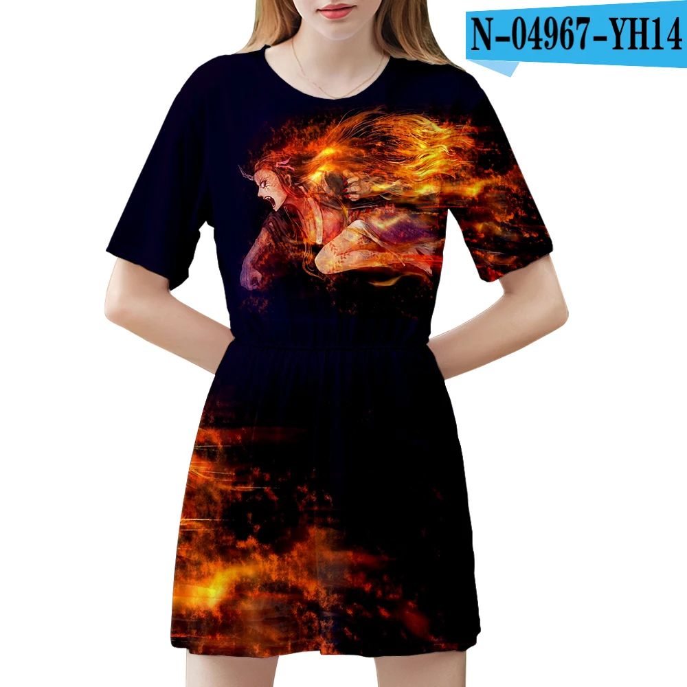 Demon Slayer платье сексуальный костюм Горячая короткий рукав платье Высокое качество повседневное для женщин уличная летняя демон Slayer платье - Цвет: E