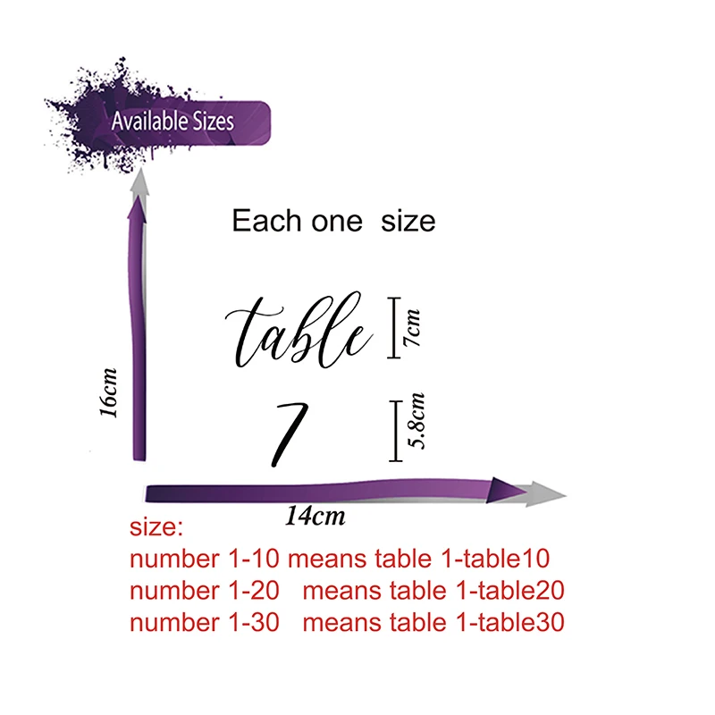Номер свадебного стола виниловая наклейка на стол план виниловая наклейка Свадебный центральный свадебный душ