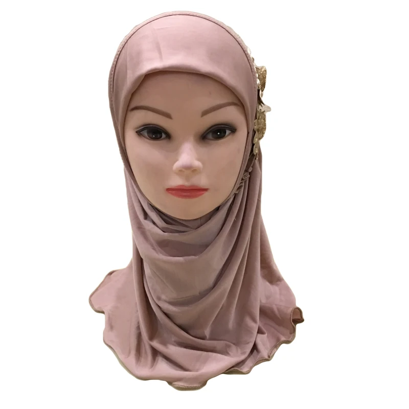Khaki New Muslim Kids Girls Hijab Islamic Arab School Headwear Underscarf Scarf Wrap Headscarf Full Cover Prayer Hat Accessories 2-7Y - Цвет: Khaki
