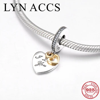 

Valentine's Day Gift 925 sterling silver Letter I LOVE YOU Playful Heart pendant Beads Fit LYNACCS Charm Bracelet Jewelry Making