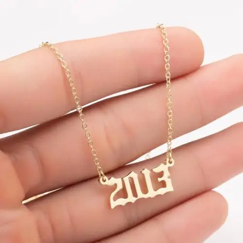 1980- год рождения число Шарм кулон из нержавеющей стали имя колье ожерелье для женские ювелирные изделия, кулон аксессуары подарок - Цвет основного камня: 2013