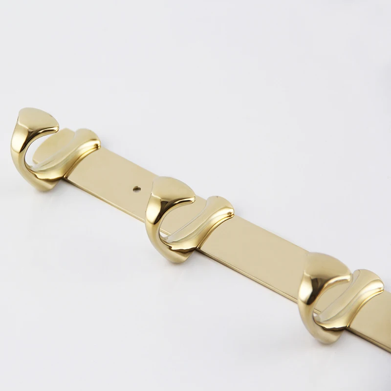 Gold 5 Hooks Wall Hanger Curved Buckle Towel Robe Hooks Bathroom Hook Stainless Wall Mounted Clothes Hanger Coat Hook