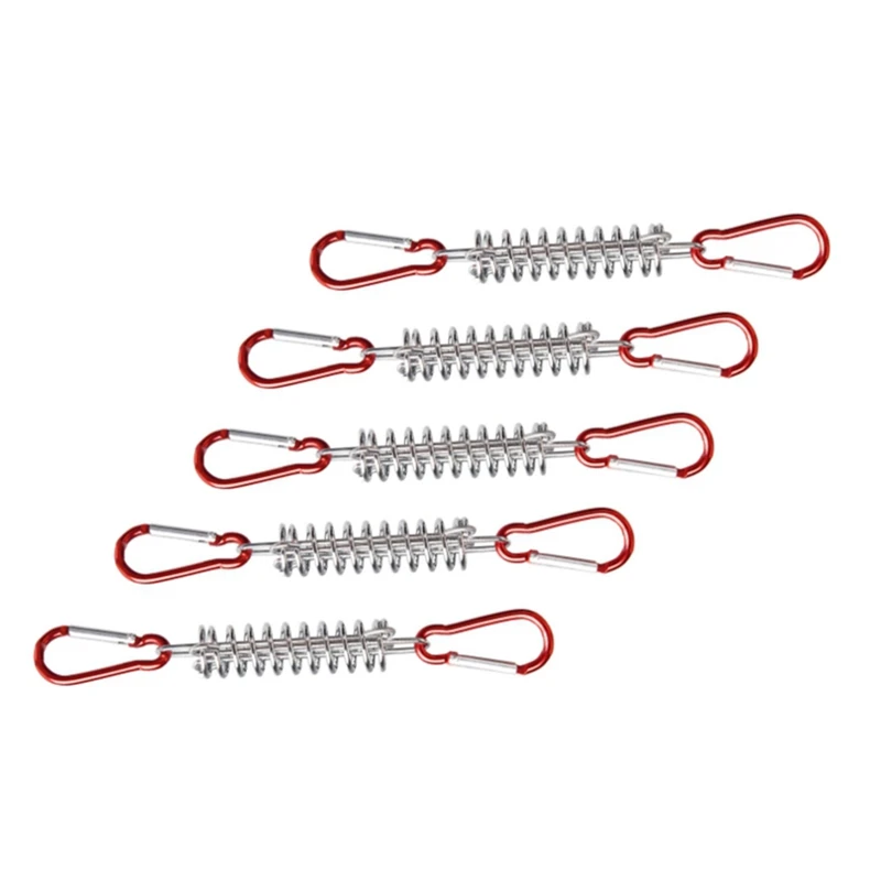 5Pcs Steel Tent Rope Tightener with Carabiner Clips Cord Adjuster