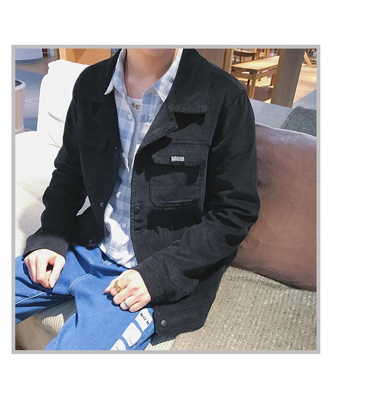 New Autumn Winter Soft And Comfortable Solid Color Student Young Men Korean Fashion Casual Corduroy Plus Size Slim Jacket Coat windbreaker jacket