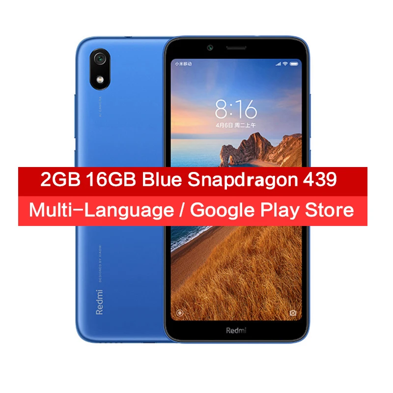 Смартфон Xiaomi Redmi 7A 5,4" Snapdargon 439 4000 мАч аккумулятор 2 ГБ 16G Восьмиядерный 12 МП глобальная версия Быстрая - Цвет: Blue 2GB 16GB