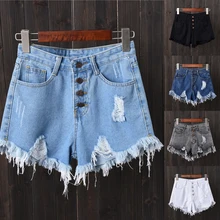 Sexy Tassel Denim Shorts Women Plus Size 6XL Holes Short Pants High Waist Button Shorts Streetwear Oversize 2020 Hot Sale Sexy Tassel Denim Shorts Women Plus Size 6XL Holes Short Pants High Waist Button Shorts Streetwear Oversize 2020 Hot Sale