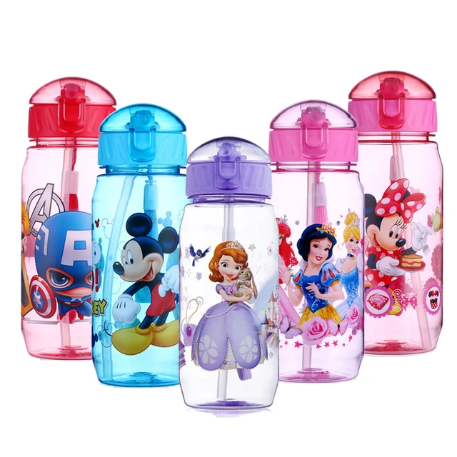 Minnie Mouse Water Bottle Built Straw  Water Bottle Mickey Minnie - Disney  Kids - Aliexpress