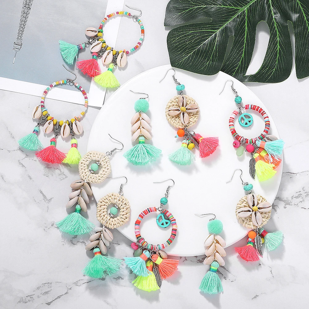 

Miwens 20 Europe Charm Colorful Shell Drop Dangle Earring for Women Maxi Nature Shellfish Statement Jewelry Girls Gifts Earrings