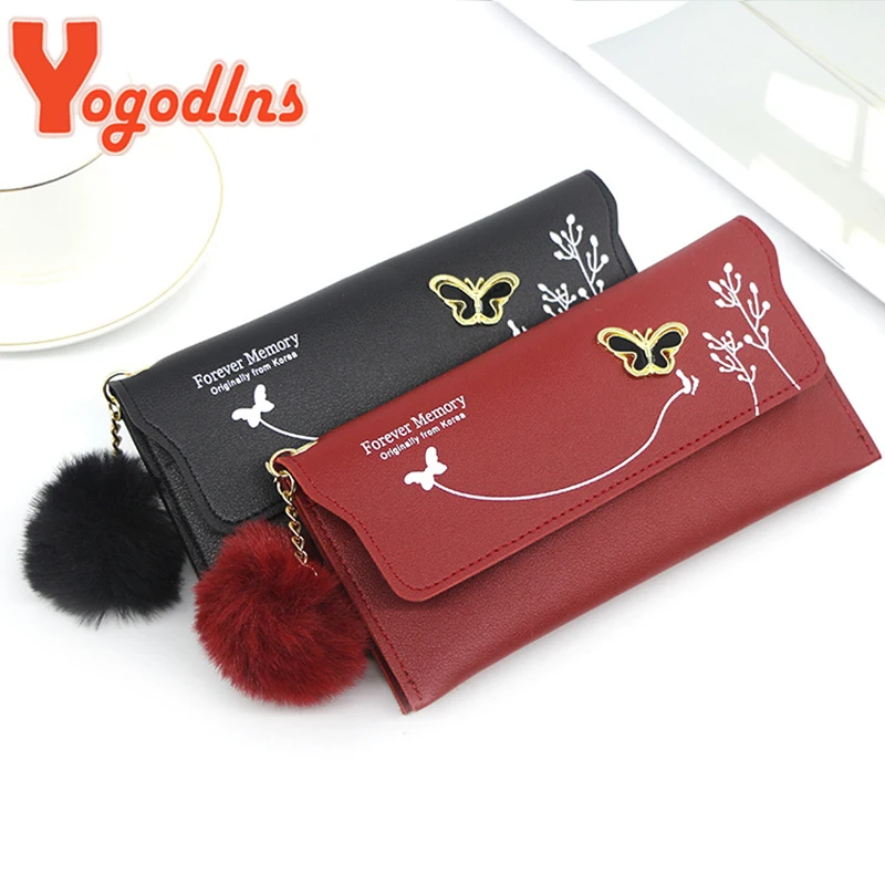 Yogodlns Fashion Butterfly Wallet Women PU Leather Small Clutch Casual Lady Coin Purse Card Holder Female Handbag Shopping Pocke