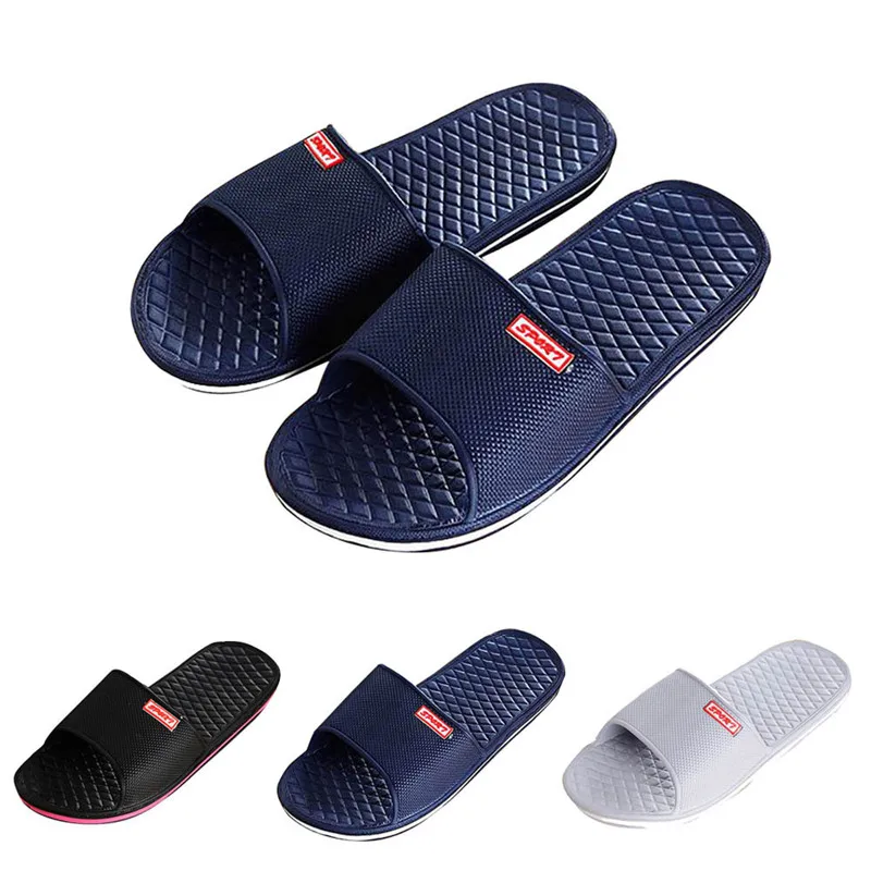 Summer Sandals Slippers Pantuflas Chinelo Masculino Chanclas Flat Bath Slippers Hombre Men Solid Indoor & Outdoor EVA PVC Insole