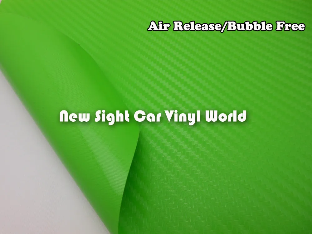 Зеленая 3D виниловая наклейка из углеродного волокна без пузырей для автомобиля Размер: 1,52*30 м/рулон