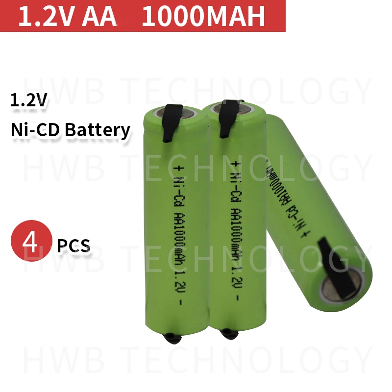 Никель кадмиевая ячейка 4 шт. Ni Cd AA 1 2 В 1000 мАч 14*49 мм США|rechargeable battery|cell 1.2vaa rechargeable