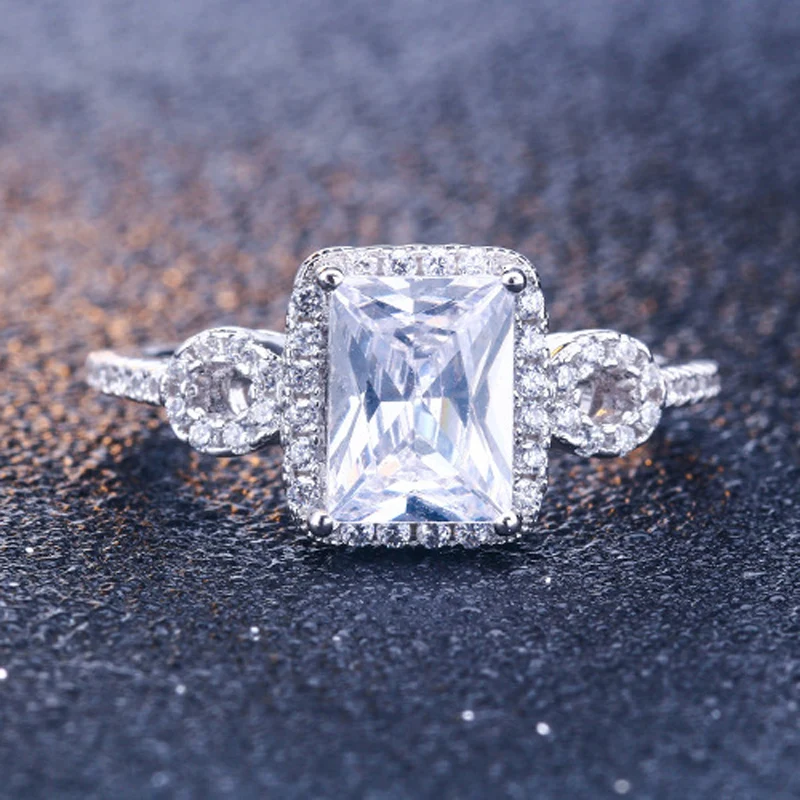 Real S925 Sterling Silver Rings for Women 52 pieces AAA CZ Engagement wedding ring Romantic Gift Girls party Jewelry Wholesale