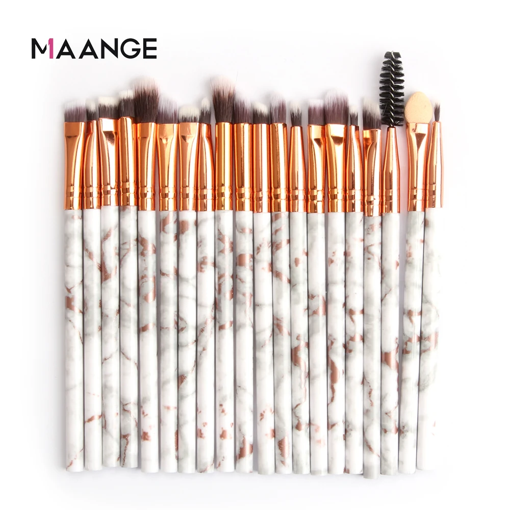 Makeup brushes set pro 10/20Pcs Multifunctional Brush Marbling EyeShadow Blending Eyeliner Eyelash Eyebrow Brush For Makeup Tool - Handle Color: 20Pcs-Gold gray