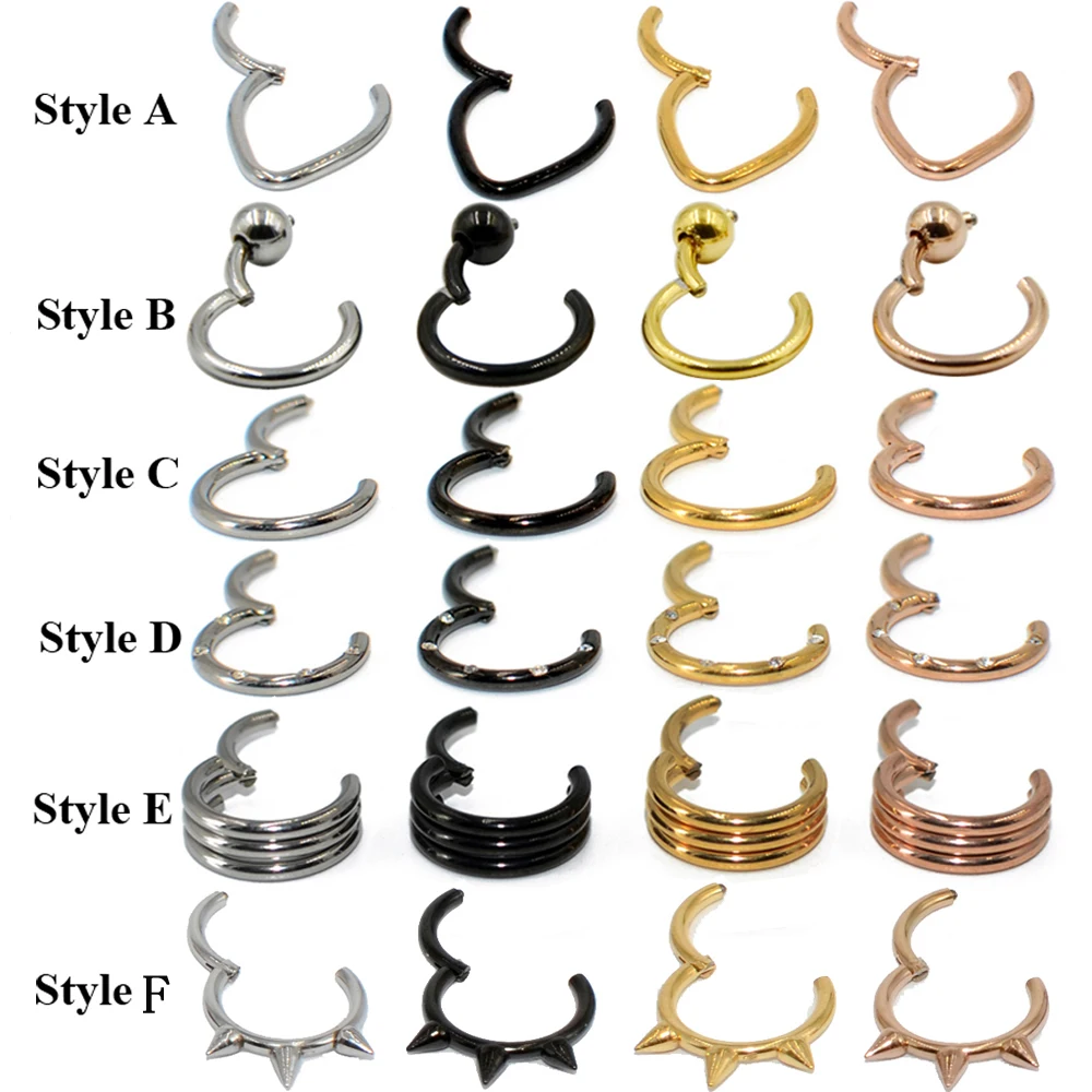 1PC-Steel-Titanium-Septum-Piercing-Hinged-Segment-Nose-Ring-Septum ...