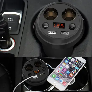 

3.1A/80W Dual USB Car Charger Adapter With 2 Socket Splitter Cigarette Lighter E7CA