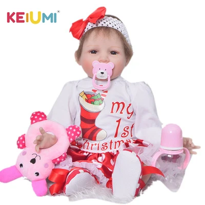 

KEIUMI 55cm Silicone Soft Handmade Reborn Baby Doll Princess Newborn Lifelike Toy Baby Dolls Children Birthday Christmas Gifts