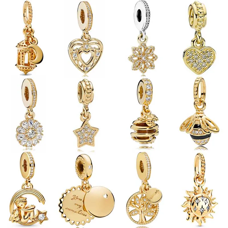 DIY Charm Shine Sun Embellished Floral Sweet As Honey Pendant 925 Sterling Silver Beads Fit Pandora Bracelet Jewelry | Украшения и