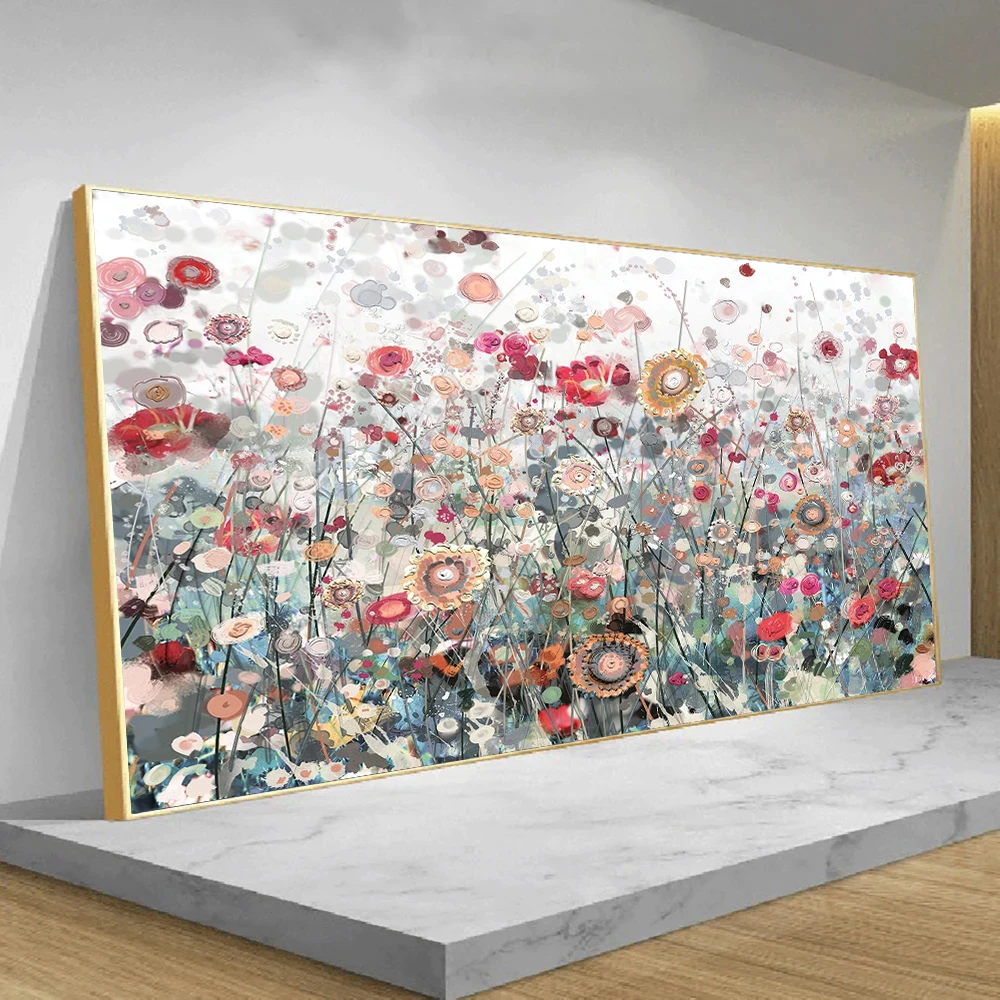 Modern Flowers Painting Color Flower Art Canvas Paintings Posters and Prints Wall Pictures for Living Room Decor (No Frame) | Дом и сад