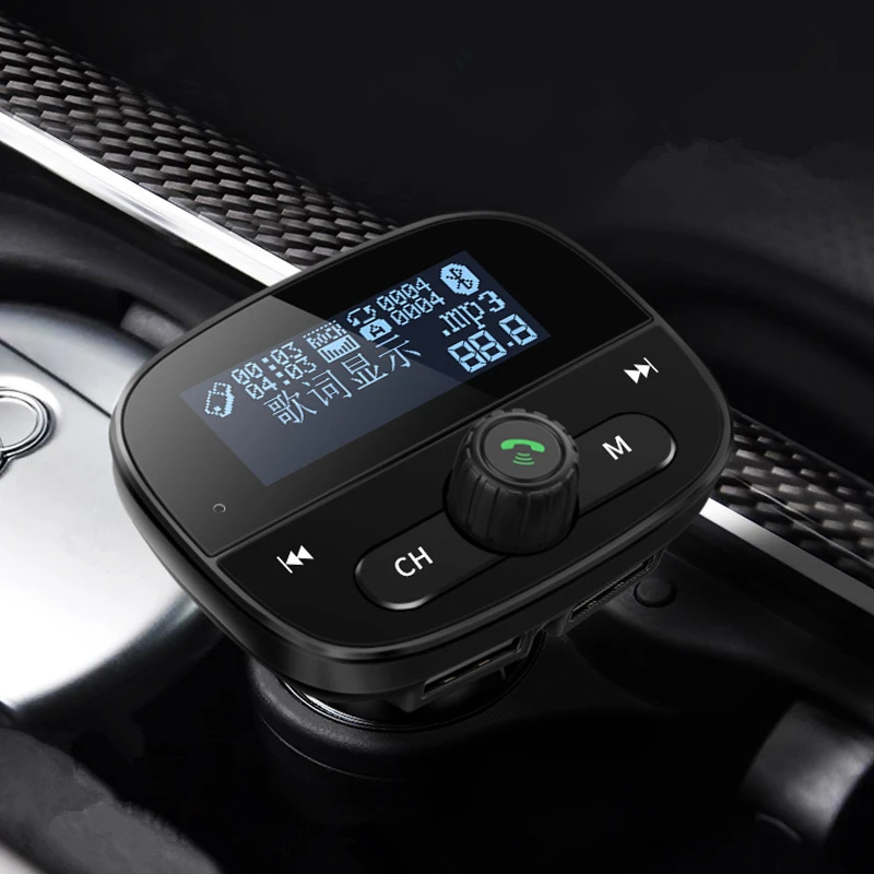 Black Многофункциональный Bluetooth 4,2 автомобильный mp3-плеер fm-передатчик 2 USB Автомобильный дисплей цветной экран для звонков, лирика, громкая связь, аудио A, быстрая - Формат цифровых медиаданных: Black
