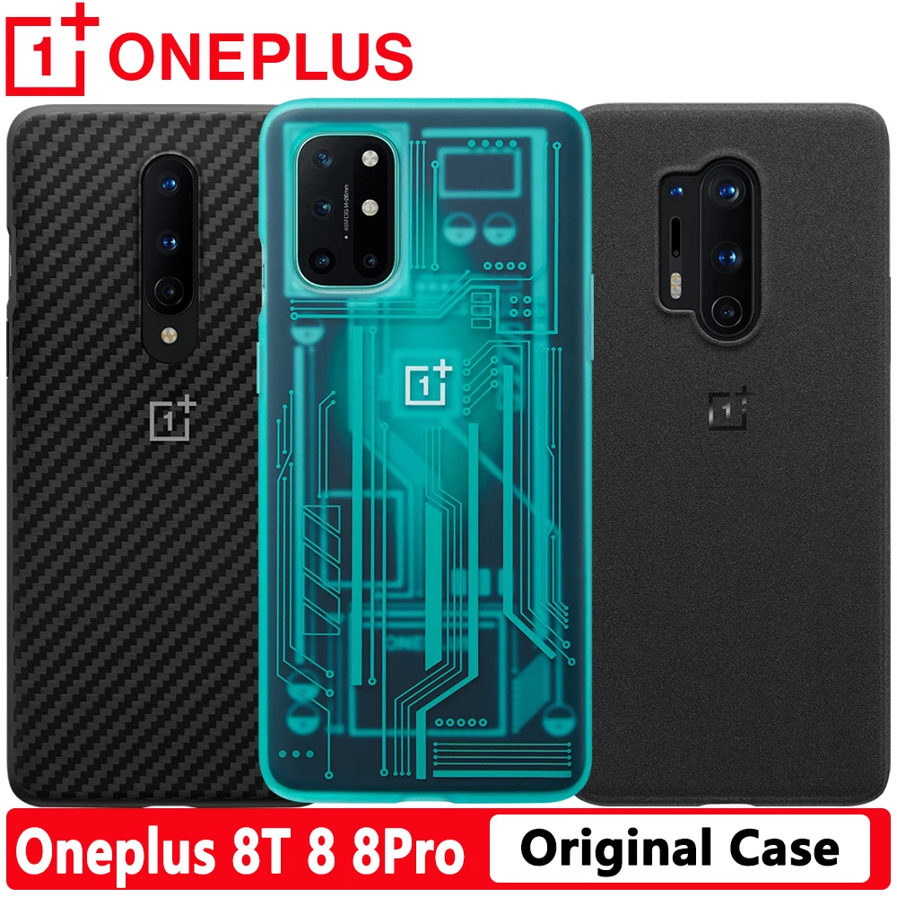 100% Оригинальный чехол бампер для OnePlus 8T 8/8 Pro карбоновый песчаник прозрачный