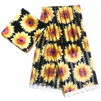 

Best Quality Gahna Style satin silk fabric with organza ribbon African wax design 4+2 yards