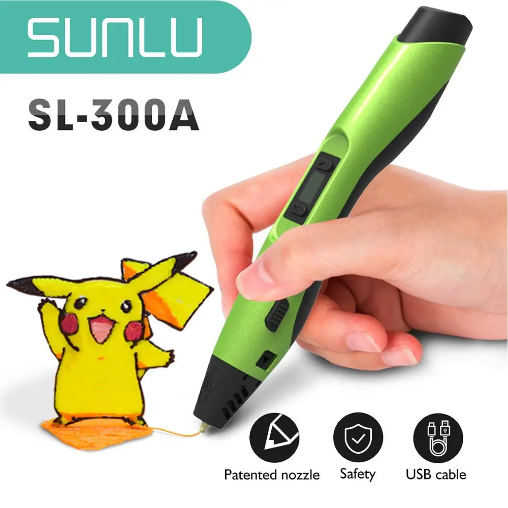 

Sunlu 3d Doodle pen with LED Screen With 2 Bags filament adjustable Temp Safer And Easier To Diy Doodle-black