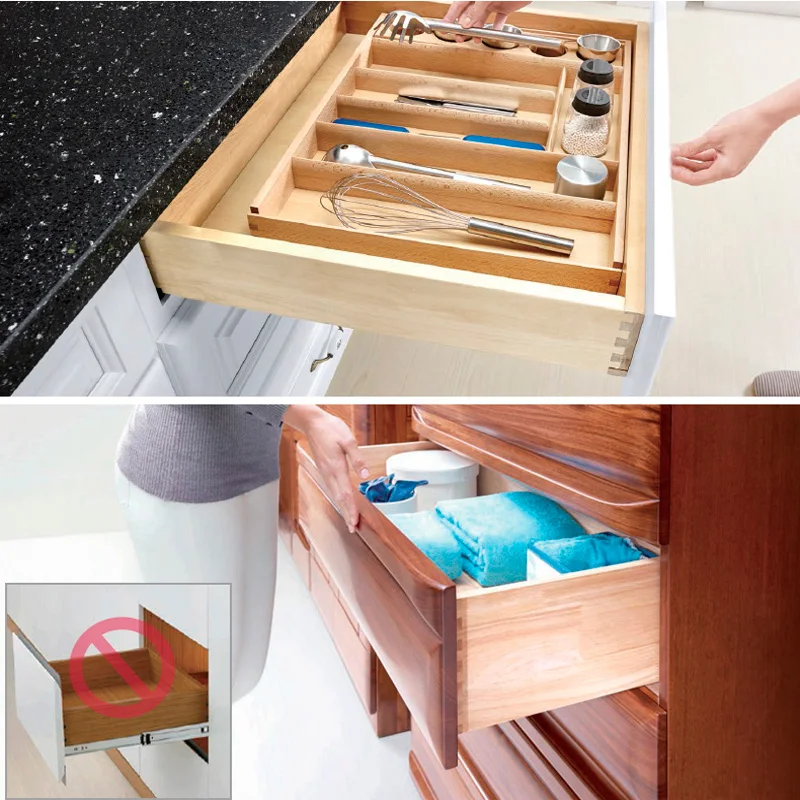 Concealed Drawer Runner Three Section Soft Closing Bottom Mount