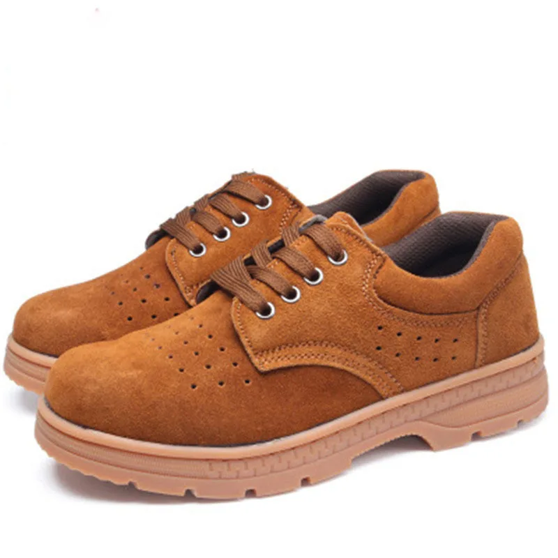 

Safety Shoes Men's Anti-smashing And Anti-penetration Khaki Suede Perforated Breathable Steel Head Smashing Rubber Sole Safety S