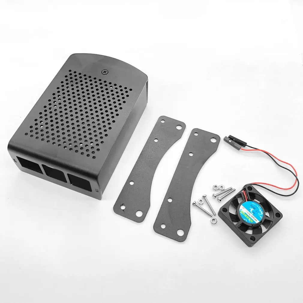 Для Raspberry Pi 4B Алюминиевый Чехол черный металлический корпус коробка с вентилятором черный корпус для RPI 4 Модель B RPI 4B чехол
