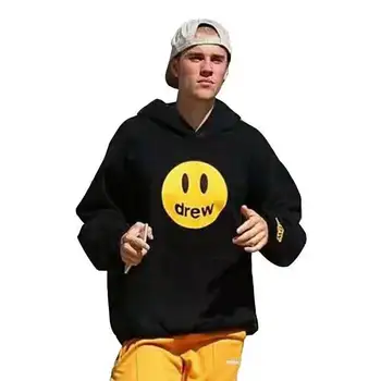

Hip Hop 2019 Winter Drew Hoodies Men Women Couples Unisex Draw Smile Face Printed Justin Bieber Hoodedis Sweatshirts