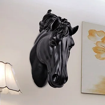 

Sales Horses Head Wall Hangin 3D Animal Decorations Art Sculpture Figurines Resin Craft Home Living Room Wall Decorations R675