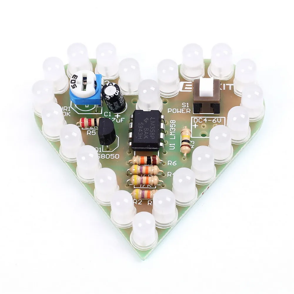 DIY Kit Heart Shape Breathing Lamp Module Kit DC4V-6V Breathing LED Suite DIY Electronic Production Red/White/Blue/Green