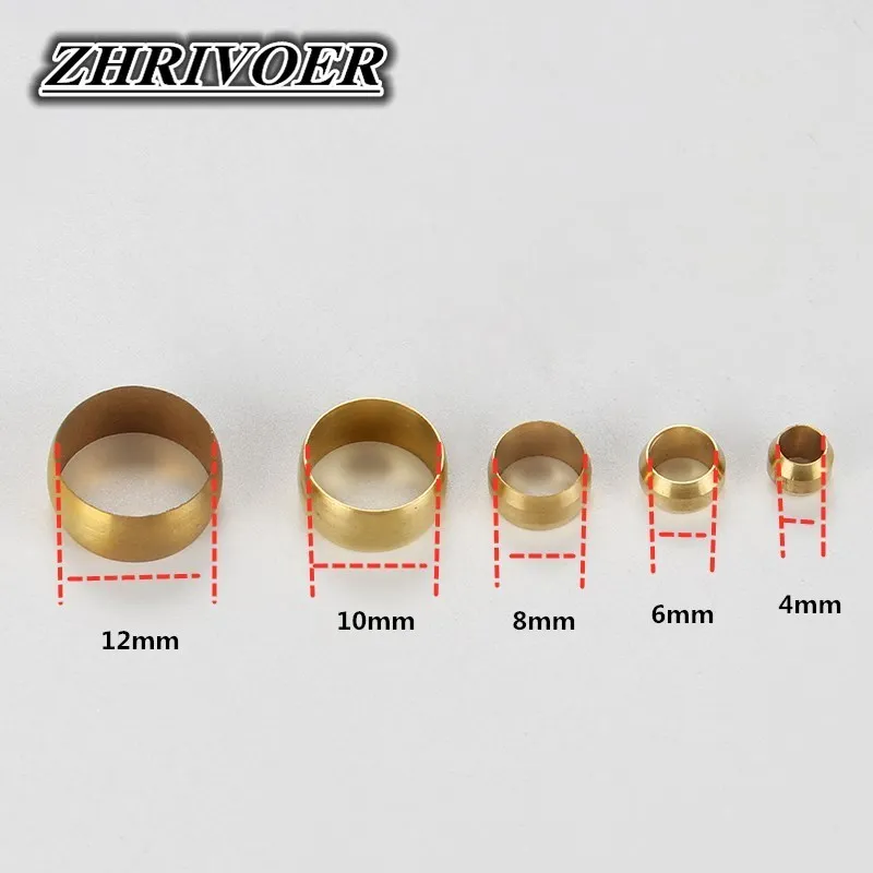10 Chiếc Đồng Đôi Côn Đầu Gia Cố 4 6 8 10 12 14 Mm OD Nén Tay Cói Vòng Phụ Kiện Ống tập Trung Hệ Thống Bôi Trơn