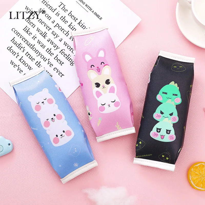 Милые закуски стиль Kawaii печенье PU пенал для мальчика ручка девочек коробка