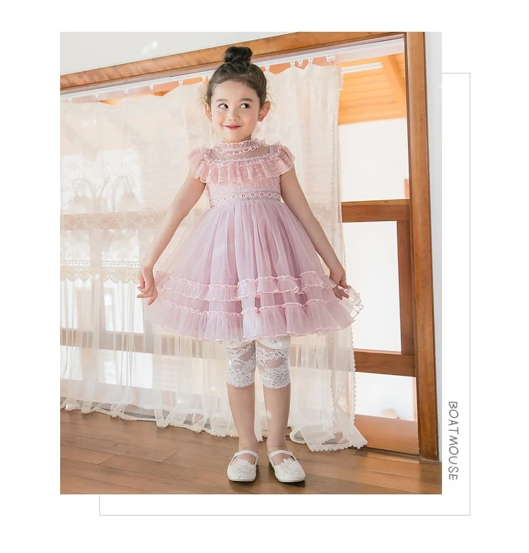 High Quality 2021 New Summer Girls Leggings Pants Lace Cotton Children Clothing Flower Girl Knee Pants