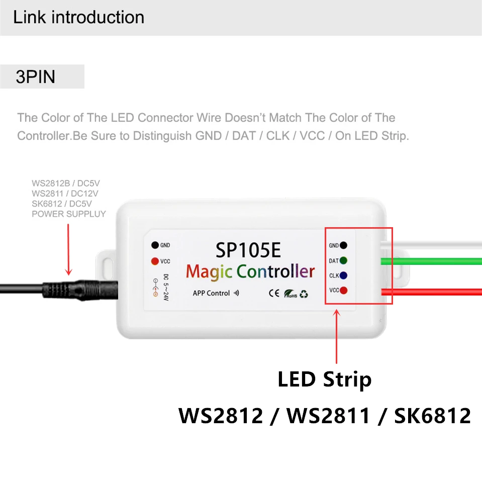 SP105E WS2811 WS2812B светодиодный музыкальный контроллер SK6812 Bluetooth WS2801 пикселей светодиодные полосы DC5-24V