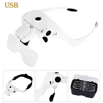 

Magnifying Glasses LED Light Lamp Head Loupe Jeweler Headband Magnifier Eye Glasses Optical Glass Tool Repair Reading Magnifier