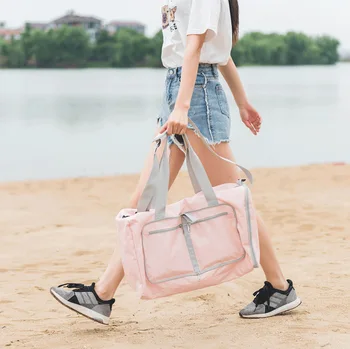 

Portable Folding Duffel Bag Weekend Overnight Cloth Toiletries Shoes Case Women Large Capacity Travel Pouch Fitness Handbag