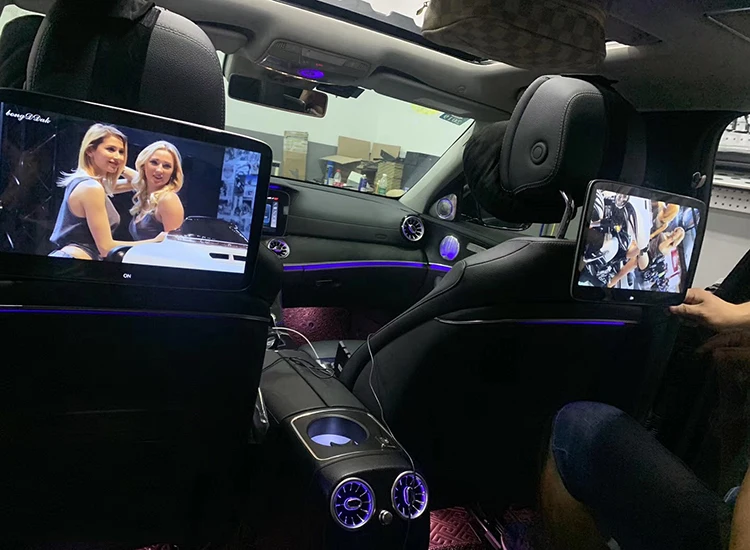Прикуриватель подключи и играй ТВ экран в подголовник автомобиля монитор Android 8,1 заднее сиденье развлекательная система для Mercedes