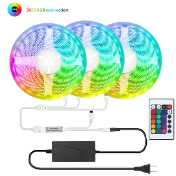 

RGB Strip LED SMD 5050 BackLight Flexible Ribbon 12V with IR Controller LED Tape Diode Waterproof Color Decorative Ambient Light