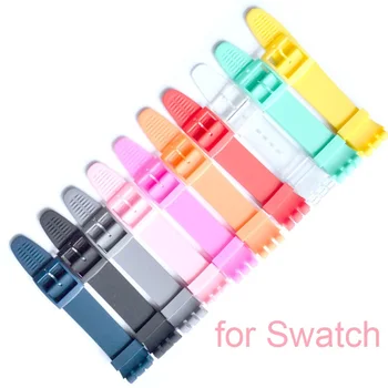 

Colorful Silicone Watchband for Swatch Watch 17mm 19mm 20mm Rubber Replace Bracelet Strap Band Accessories Pink Black color