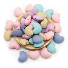 Cute Idea – anneau de dentition en Silicone, 10 pièces, perles en forme de cœur, à mâcher, sans BPA, pour nouveau né, soins bébé, Clips de sucette, qualité alimentaire 