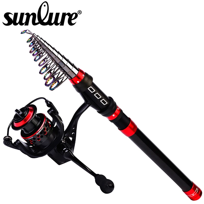 

Sunlure Telescopic Fishing Rod And Reel Combo 1.8-3.6m Carbon Fiber Fishing Pole 5.0:1 Spinning Reel Kit for Short Travel