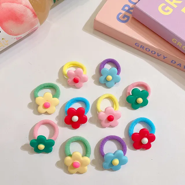 100Psc/Set Lovely Colorful Hair Bands For Girls Nylon Hair Ties Kids Candy Color Elastic Rubber Band Scrunchie Hair Accessories 10pcs-14