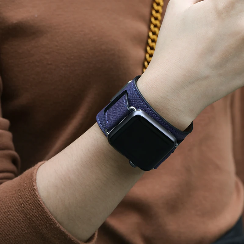 Хорошее качество Браслет-манжета ремешок для Apple Watch ремешок 44 мм 42 мм 40 мм 38 мм Натуральная Кожа Замена для iWatch серии 5 4 3 2